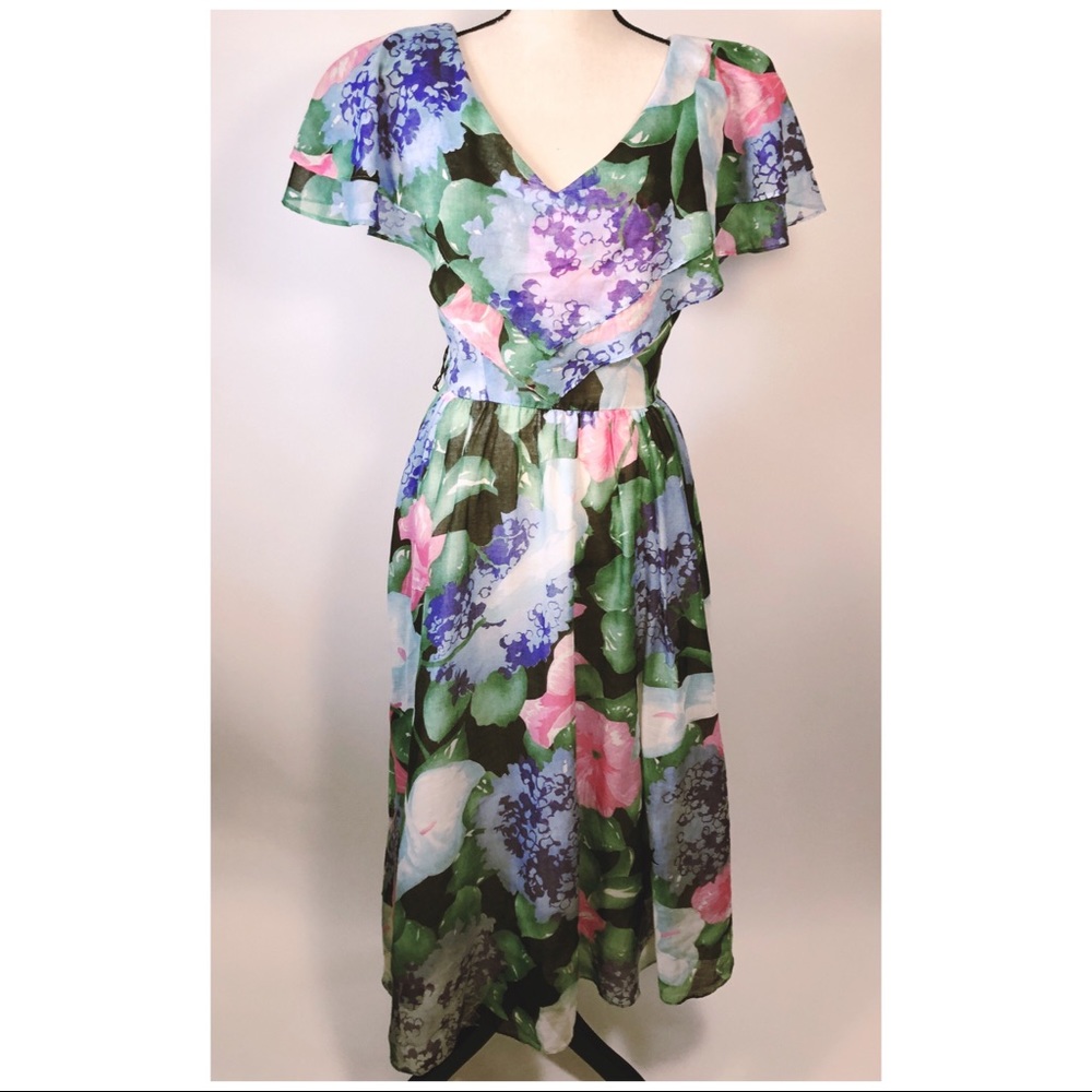 Act 1 Vintage 1980’s Floral Summer Dress - image 1